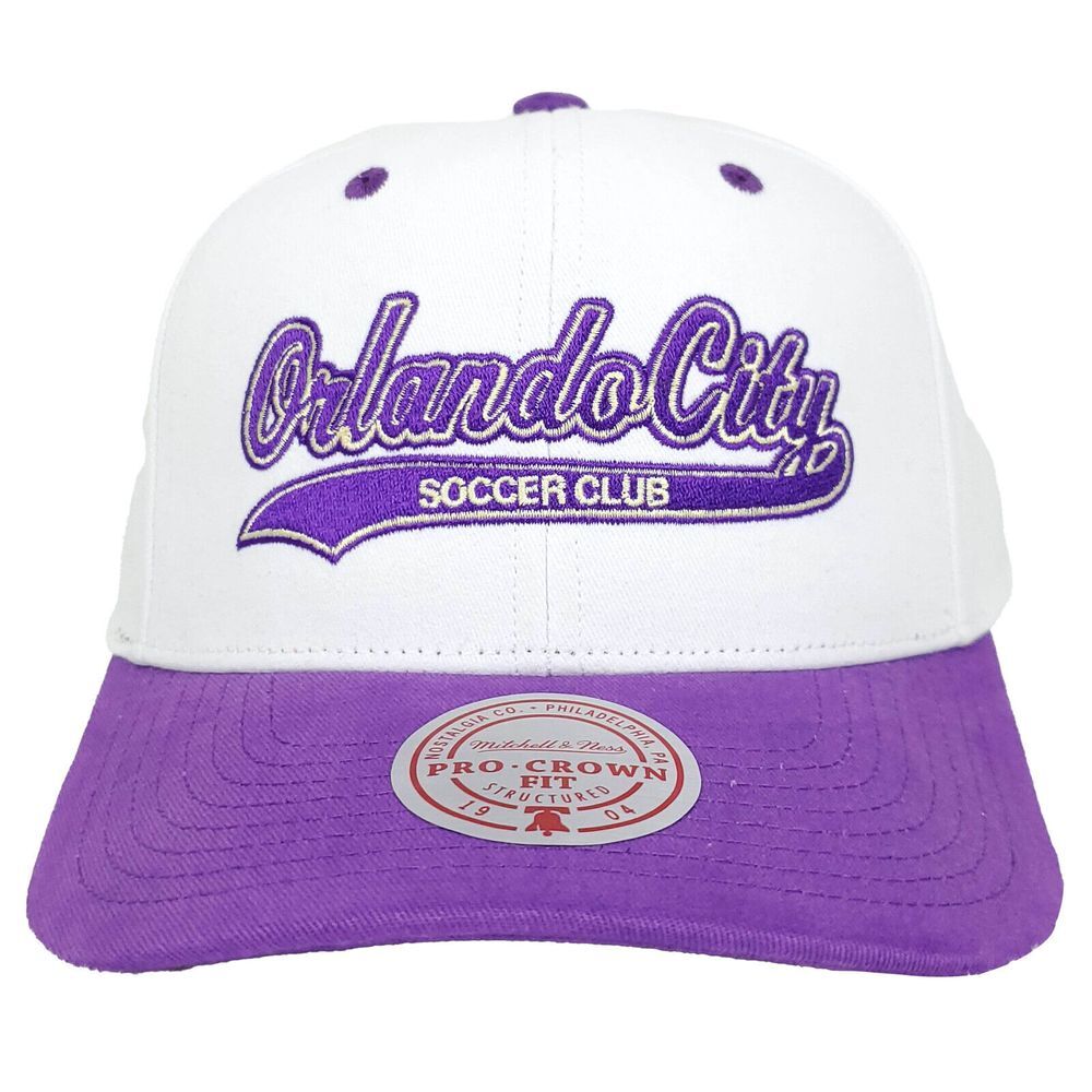 Orlando City SC Mitchell & Ness MLS Pro Fit Snapback Hat Cap White Purple NWT